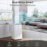 DuraComfort Portable Air Conditioner, Dual Motors AC (14,000 BTU ASHRAE) 10000 BTU SACC Cools Up to 450 Sq.Ft, with Window Kit for Easy Installation,White