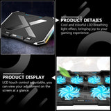Laptop Cooling Pad Six Fans, Adjustable Stand RGB with LCD Touch Control