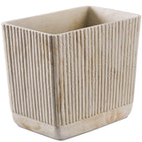 Ribbed Natural Travertine Striped Textures Small Bathroom Trash Can 2.5 Gallon(9 Liter), Resin Heavy Sturdy Kitchen Garbage Can,Living Room Bedroom Trash Can, Decorative Wastebasket for Home, Office