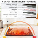59.1’’ Extra Large Heated Dog House Outdoor for Winter, Insulated Dog Kennel with Metal Frame, Weatherproof Dog Shelter with Heating Pad and All-Around Insulated Liner for Large Breed Outside (Brown)