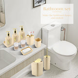 WSBArt 17PCS Bathroom Accessory Set Bathroom Set Beige Bathroom Accessories,Toilet Brush, Trash Can, Qtip Holder Dispenser& 3PCS Soap Dispenser