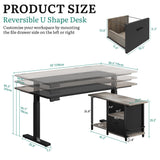 L Shaped Standing Desk with Power Outlets, 70.1" Electric Standing Desk Adjustable Height Sit Stand Corner Standing Desks