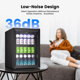 Feelfunn Wine Cooler, 26 Bottle 95 Can Mini Wine Fridge with Clear Glass Door for Beer Soda Water Drink, Small Wine Cellar Beverage Refrigerator for Bedroom Office Home Bar Dorm, 2.6 Cu.Ft