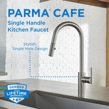 Gerber Parma Café Single Handle Kitchen Faucet with Pull-Down Sprayer – High Arc, Contemporary Style, Easy 1-Hole Install in Stainless Steel, D454058SS