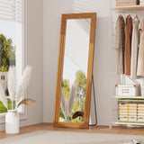 ZHUNFA Full Length Mirror,65x22 Inch Full Length Mirror Wall Mounted,Vertical Hanging,Leaning Standing for Bedroom,Living Room,Rectangular Wooden Frame,Walnut Color.