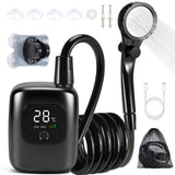 Portable Camping Shower, 2000mAh Rechargeable Battery, IPX9 Waterproof, LED Display with Battery & Water Temperature, Outdoor Shower Kit for Camping, Hiking, Travel, Car Washing & Pet Cleaning