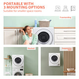 Euhomy Portable Dryer 1.5 cu. ft., 850W Powerful Clothes Dryer with Stainless Steel Drum and Exhaust Hose, Dryer Ideal for Apartments, RVs, Dorm Rooms，White