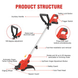 RAXONE 21V Cordless String Trimmer & Edger, 12" Auto-Feed Grass Cutter with 2.5Ah Battery & Fast Charger, 2-in-1 Electric Lawn Tool Includes 10 Lines for Garden and Yard Maintenance