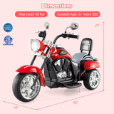 Costzon Kids Motorcycle, 6V Battery Powered Ride on Chopper Motorcycle w/Horn, Headlight, 3-Wheel Stable Ride on Toys, Electric Toddler Motorcycle for Kids, Gift for Boys Girls (Fire Red)