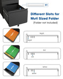 Dripex 3 Drawer Black File Cabinet, Mobile Under Desk Storage File Cabinet with Lock on Wheels, Letter/Legal Size,Fully Assembled