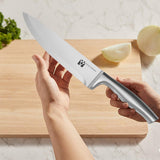 14-Piece Knife Set with Natural Wood Block, Stainless Steel Kitchen Knife Block Set with Ergonomic Handles, Includes Steak Knives, Dishwasher Safe