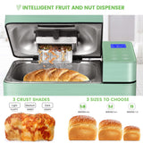 2.2LB Larger Bread Maker Machine with Dual Heaters, 17-in-1 Bread Machine With Die-Cast Ceramic Pan & Auto Fruit Dispenser, Full Stainless Steel Breadmaker, 15H Timer&Keep Warm, Sourdough, Gluten-Free