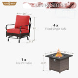 Sophia & William Metal Patio Furniture Set with Fire Pit Table, 5 Pieces