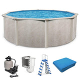 Aquarian Phoenix 21 Foot Round x 52 Inch Deep Steel Frame Above Ground Swimming Pool Set with Sand Filter, Pump, Ladder, Pool Liner, and Skimmer