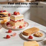 Camic Electric Hand Mixer with 9 Speeds, Powerful Motor, Cordless Hand Mixer with Whisk, Dough Hook and Mixing Rod for Whipping Eggs, Cream, Butter, Jam, Kneading Dough and Blending (White+Black)