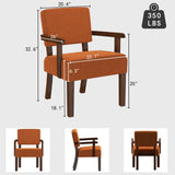 FAGAGA Accent Chair, Mid-Century Armchair with Solid Wood Frame, Orange