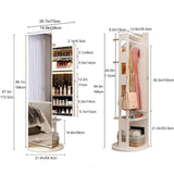 DKKDETOHO Jewelry Cabinet Full-Body Mirror with Storage - Solid Wood Dressing Mirror for Bedroom Living Room Cloakroom - Floor-Standing Organizer Set