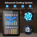 Electactic 37 Bottle Wine Fridge,Freestanding 145 Can Beverage Refrigerator with Smart Temperature Control, Black