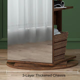 DKKDETOHO Jewelry Cabinet Full-Body Mirror with Storage - Solid Wood Dressing Mirror for Bedroom Living Room Cloakroom - Floor-Standing Organizer Set