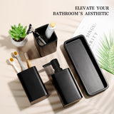 YMXYJM Bathroom Accessories Set, 4 Pcs Bathroom Accessory Set, Soap Dispenser, Toothbrush Holder, Qtip Holder Set, Bathroom Sets Complete, Bathroom Sink Set for Modern Home,Matte Black