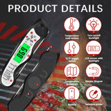 Meat Thermometer Digital，IP67 Waterproof Cooking Thermometer with Backlight, Calibration & Hold Function，Food Thermometer for Cooking,Outdoor Grilling, Silver