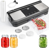Etunia Cordless Vacuum Sealer, Rechargeable Vacuum Seal Machine for Dry/Moist Food Storage to Extend Fresh, 1 Air Hose for Food Containers, 2 Jar Sealers/Lids for Mason Jars