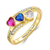 Oseew 10k gold mother Ring Personalized 10K White Gold 3 Birthstones Rings Mother's Ring 10k solid Gold 3 Birthstones Rings 14k gold for Mom Jewelry 18K yellow gold Personailzed 3 Birthstones Rings