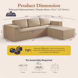 Furnify 106" Modular Sectional Couch Left/Right Facing Convertible, L-Shape Modern Teddy Sofa, Deep Seat Upholstered Foam Couch for Living Room Bedroom, No Assembly Required (Camel, Teddy Boucle)