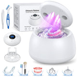 TEBAL Ultrasonic Retainer Cleaner Machine, 52kHz Ultrasonic Denture Cleaner for Night Guards, Braces, Aligner, Toothbrush, Jewelry and More, Dental Cleaning Pod with Digital Timer & 250ML, White
