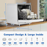 Countertop Dishwasher, Portable Mini Compact Dishwasher with Faucet & Manual 5L Water Tank and 6 Wash Programs, Perfect for Small Spaces Like Apartment, Dorm, Boat, Camper/RV