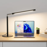 SIBRILLE Metal LED Desk Lamp, 16" Dimmable Desk Light with Base, 15W 1200LM, Adapter Included, Color & Brightness Adjustable, Modern Tall Table Lamp for Home Office Reading Study Task Laptop, Black