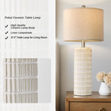 PoKat 27.5'' Tall Table Lamps for Living Room Set of 2, Ceramic Bedroom Lamps for Night Stands, Modern Bedside Lamps for Bedroom Living Room, Nightstand Lamps for End Table, Hallway, Gold and White