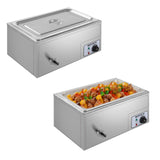 ROVSUN 2-Pack 21QT Full Pan Commercial Food Warmer, 110V Stainless Steel Bain Marie Buffet Electric Food Warmer, Stove Steam Table with Temperature Control & Lid for Parties, Catering, Restaurants