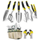 8-Piece Garden Tools Set for Gardening Aluminum Alloy Heavy Duty Kit, with Storage Tote Bag, Ergonomic Rubber Grip