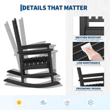HDPE Rocking Chair Outdoor Set of 4 with 2 Side Table, High Back Rocker