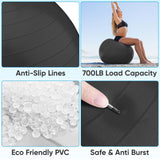 APEXUP Yoga Ball Exercise Ball, Anti Slip Stability Ball Chair, Heavy Duty Large Gym Ball for Fitness, Balance, Core Workout and Physical Therapy (M (19"~22'') 55cm, Black) APEXUP