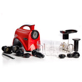 Omega Juicer Premium Vegetable and Fruit Juice Extractor and Nutrition System Makes Nut Milks Baby Food and Sorbets, Adjustable Pressure Settings 80-RPM Slow Masticating Juicer, 150-Watts, Red
