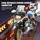 Zerbrikdxy RC Motorcycle Model for Adult, 1/6 Scale R1250GS Dynamic Motorbike Display with Ignition Sound, LED Lights & Spray Effect, Mechanical Model for Collectors Enthusiasts (White)