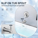 Shower Faucet with Valve, Brushed Nickel Bathroom Tub Shower Faucet Kit, Single Handle Rain Shower Head with Tub Spout, Solid Brass Shower Tub Faucet Set Complete, Bathtub Faucet with Shower