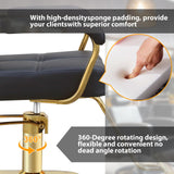 WINEDYOUNG Stylist Chairs for Salon, 360 Degree Rotating Barber Chair Hydraulic Pump Salon Chair, Spa Beauty Equipment for Hair Stylists, Tattoo Artists, Cosmetologists (Gold)