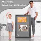 Enclosed Bulletin Board,Grey Felt Black Frame Outdoor Display Case 36x24in