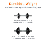 Amazon Basics Adjustable Dumbbell Hand Weight Set with Storage Case, Portable, Secure, 38 Pounds, Black