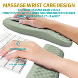 Hokafenle 2 in 1 Ergonomic Mouse Pad Wrist Support & Wrist Rest for Computer Keyboard Set, with Relieve Carpal Tunnel Pain Massage Bulge and Full Memory Gel Design (2In1 Set, Light Green)