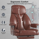 Big and Tall Office Chair, Executive Home Office Desk Chair, Comfy Leather High-Back Reclining Computer Chair with Retractable Footrest and Padded Arms