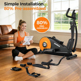 pooboo Elliptical Machine, Elliptical Exercise Machine with 16-Level Resistance& Hyper-Quiet Magnetic Driving System, Elliptical Machine for Home with LCD Monitor&16IN Stride, 350LBS Weight Capacity