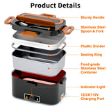 IFENROL Electric Heated Lunch Box for Adults, 100W 3-IN-1 2 Pack 1.8L Containers Heating Lunch Box for Men Portable Double Layer, Fast Heated Food Warmer,12V/24V/110V for Car Truck Office Home