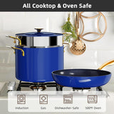 Nuwave Lux LE 13Pc Ceramic Cookware Set with Elegant Gold Handle, PFAS Free