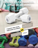 Adjustable Dumbbells Set, 4 in 1 Hand Weights Set for Women Men 10 LB Dumbbell Pair Each 2lbs 3lbs 4lbs 5lbs Weights Dumbbells Set with TPU Soft Rubber Handle for Home Gym Exercise Fitness - White