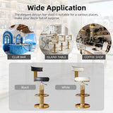 Swivel Bar Stools, Counter Height Stools with Gold Stainless Steel, Black
