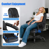 Keratee Executive Office Chair, Leather Desk Computer Chair with Padded Armrests, Mid-Back Swivel Adjustable Ergonomic Design for Home Office, 8PC, Black